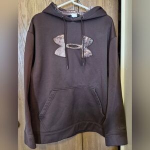 Under Armour HOODIE Brown Camo Mens Size M Logo on Front Sweatshirt Storm